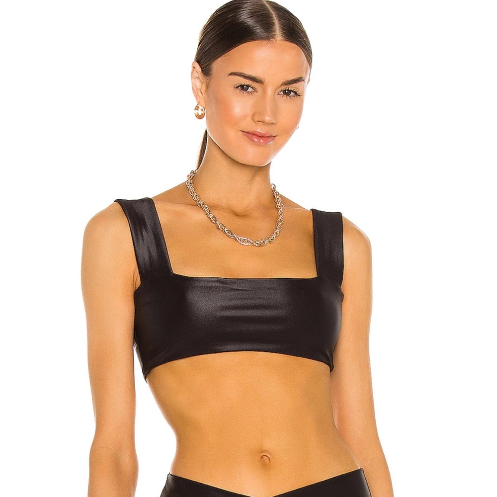 WeWoreWhat Nylon Bandeau Bra Black